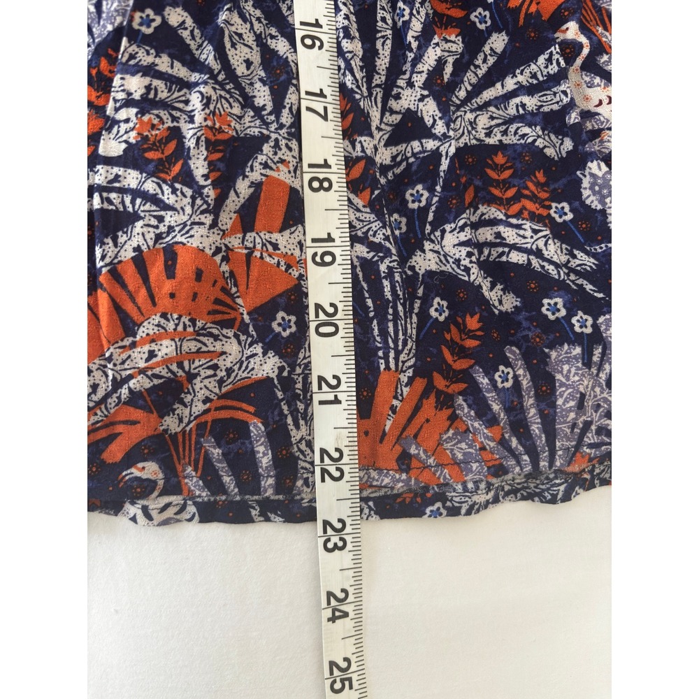 Maeve Anthropologie Navy Orange Tropical Flamingo Print Blouse Medium NWT - Picture 6 of 9